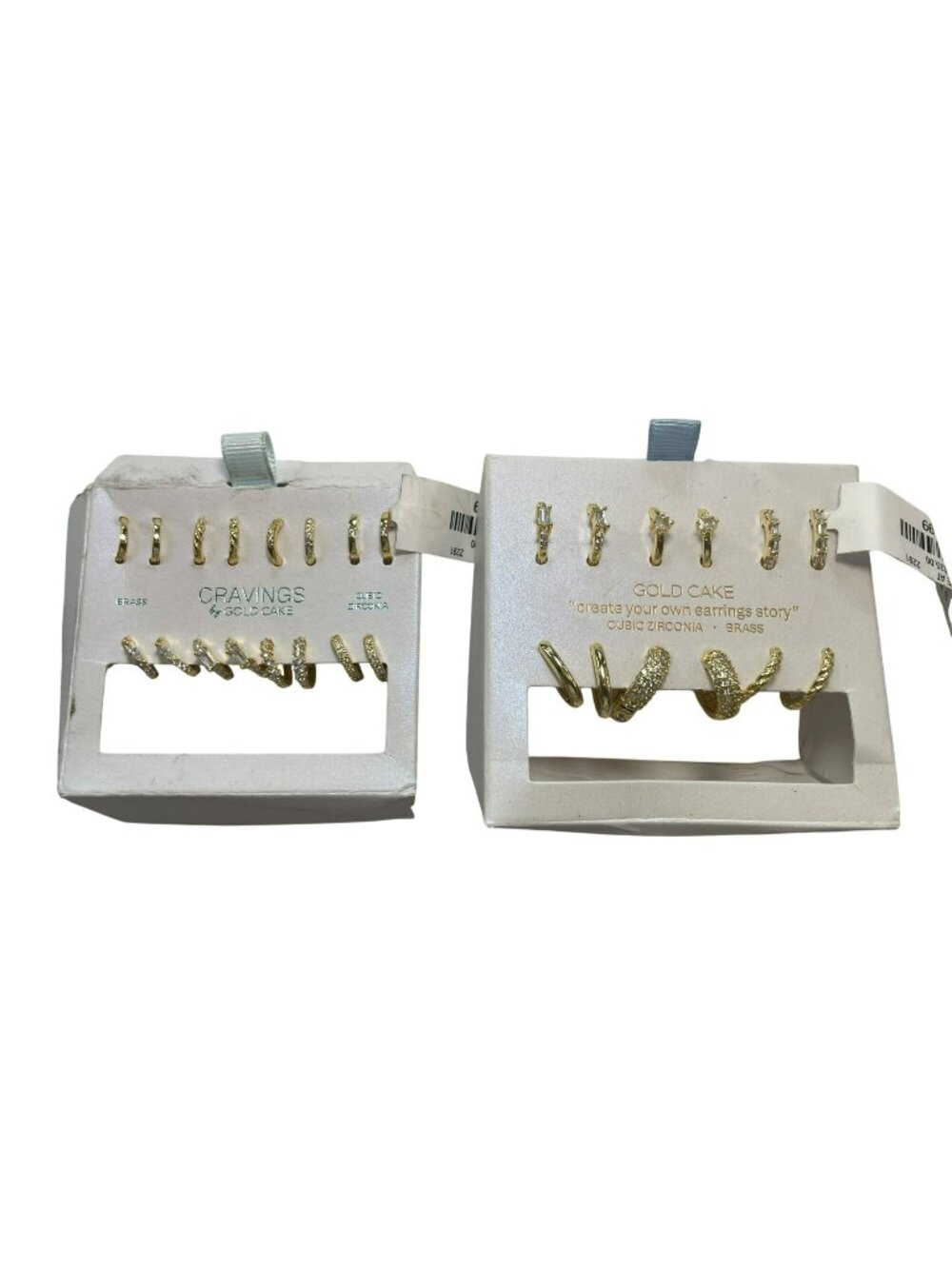 Cravings By Gold Cake 2-PACK (14-PAIR) Cubic Zirconia Gold Earrings MSRP$70 NWT